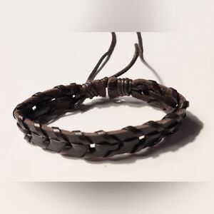 Men's‎ bracelet leather braided brown new d42